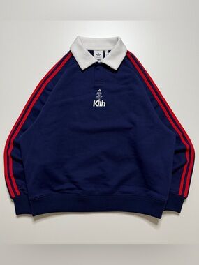 kith adidas soccer long sleeve collared pullover top mens medium
